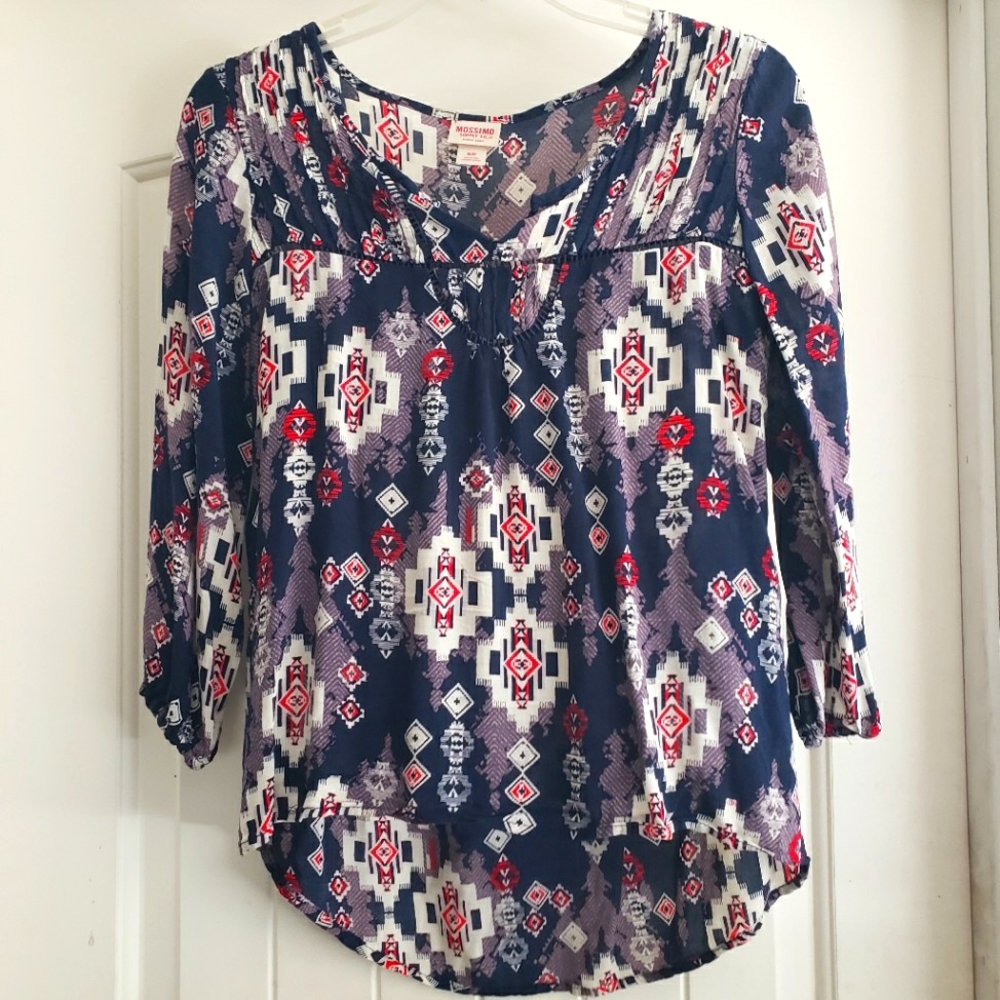 Mossimo Supply Co Boho Aztec Print Blouse Size Small